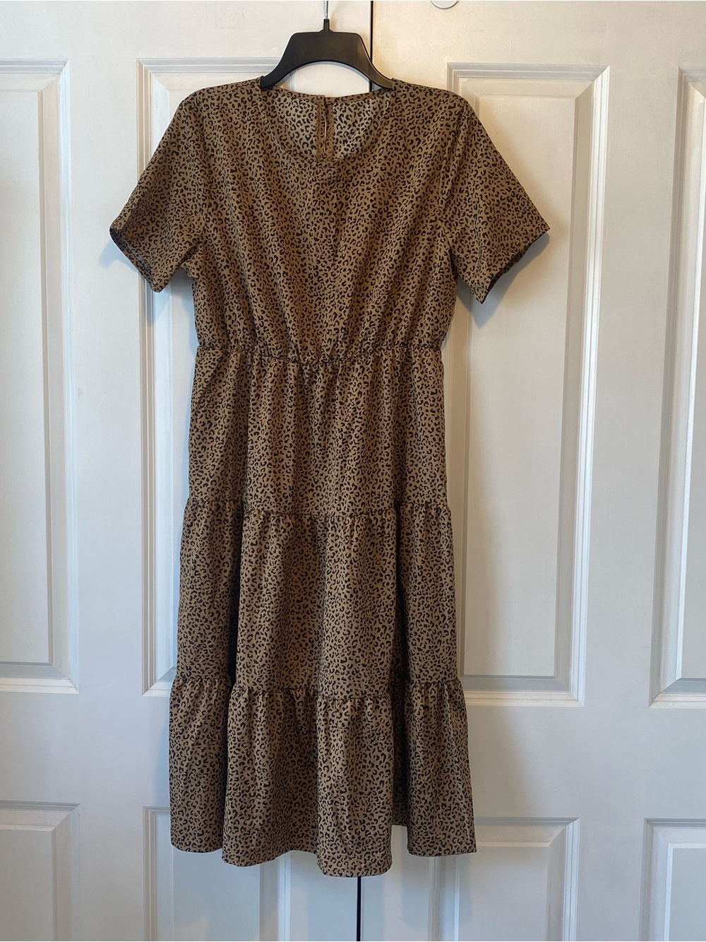 SHEIN Brown Leopard Tiered Midi Dress
